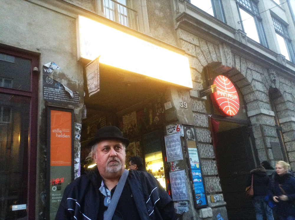 "Cosmico" producer Hamish Graham at the entrance to Haus Schwarzenberg (photo: C.J. Lazaretti)